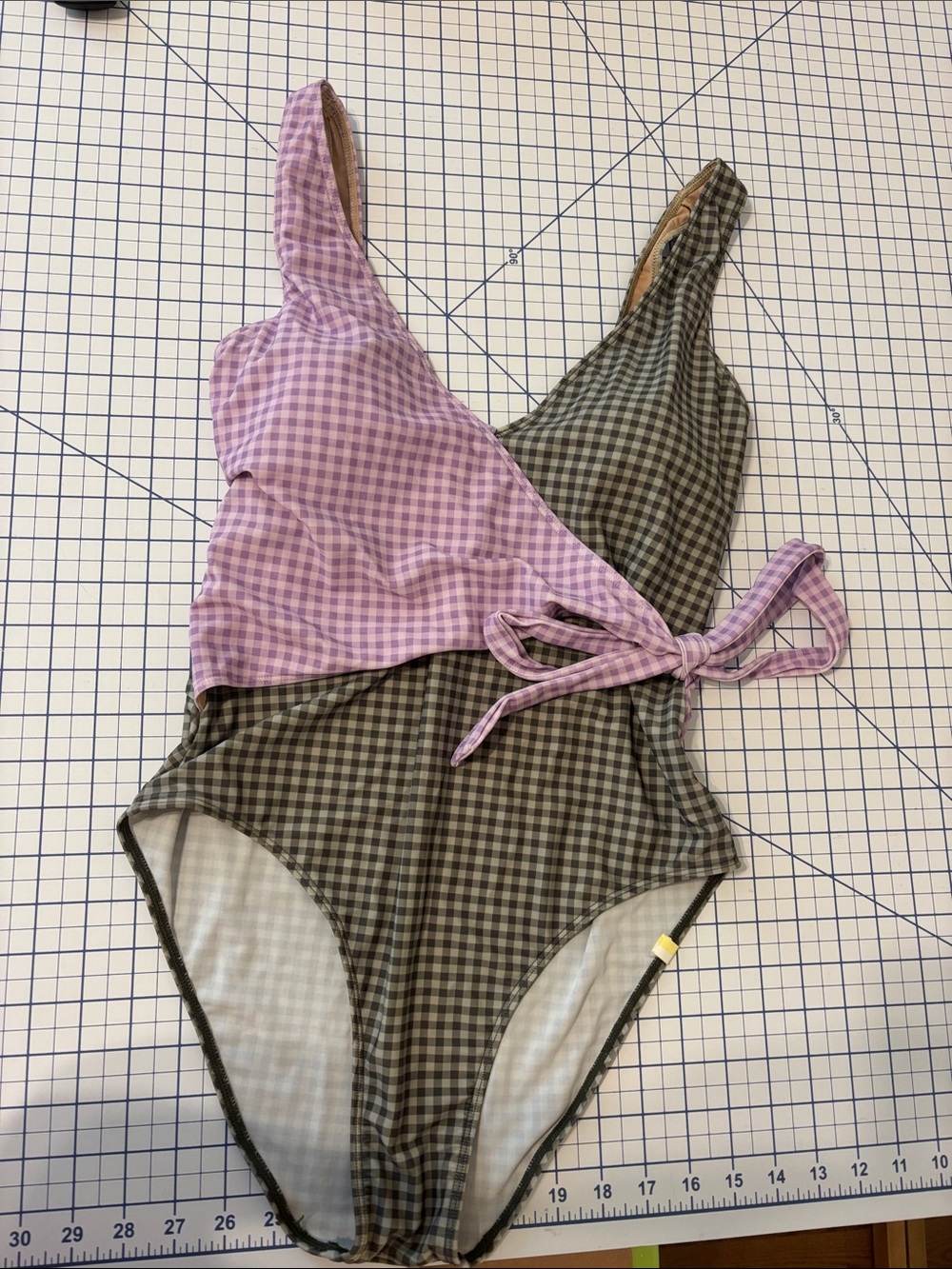 Summersalt Gingham Wrap One-Piece Swimsuit - Lavender & Olive